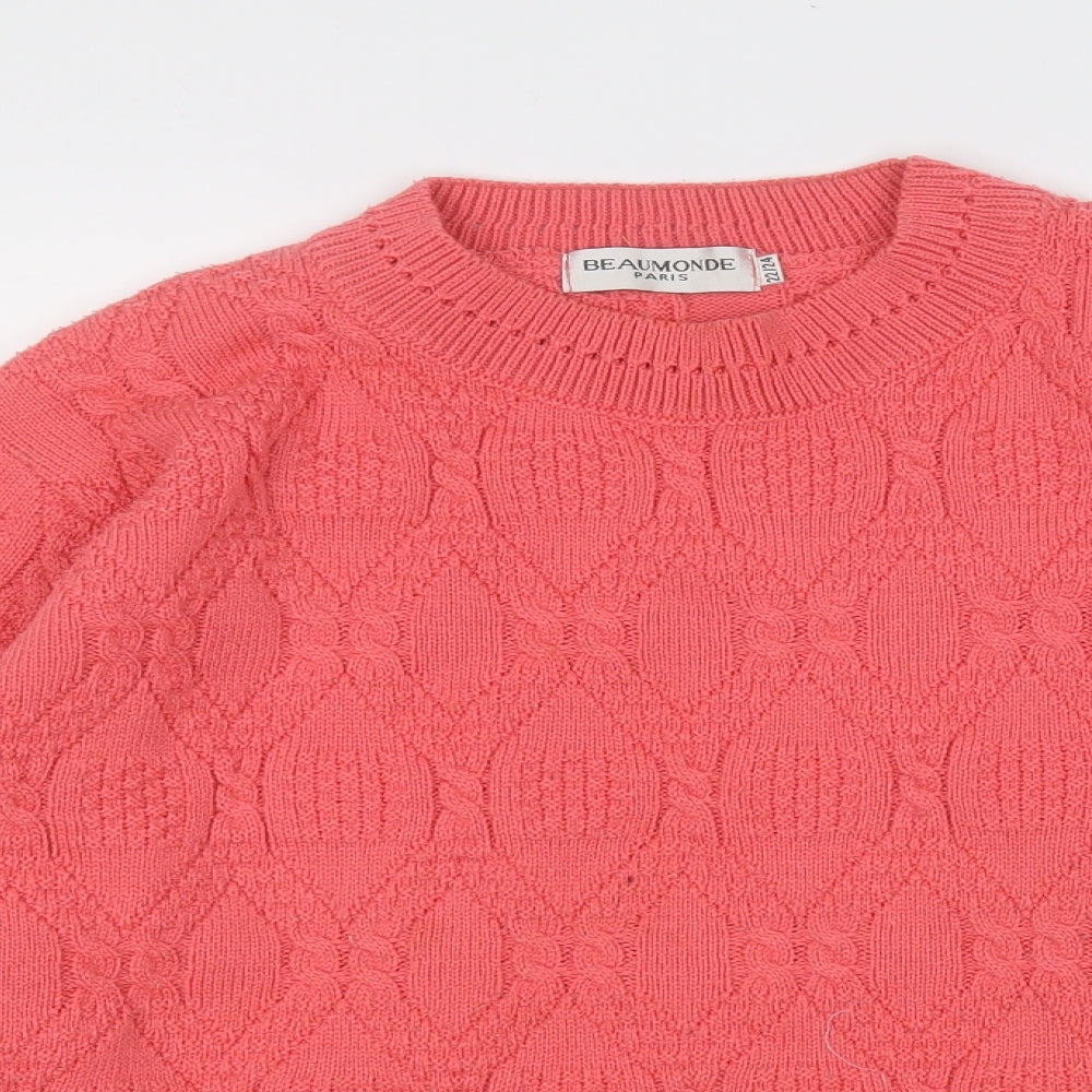 beaumonde paris Womens Red Round Neck  Acrylic Pullover Jumper Size 22