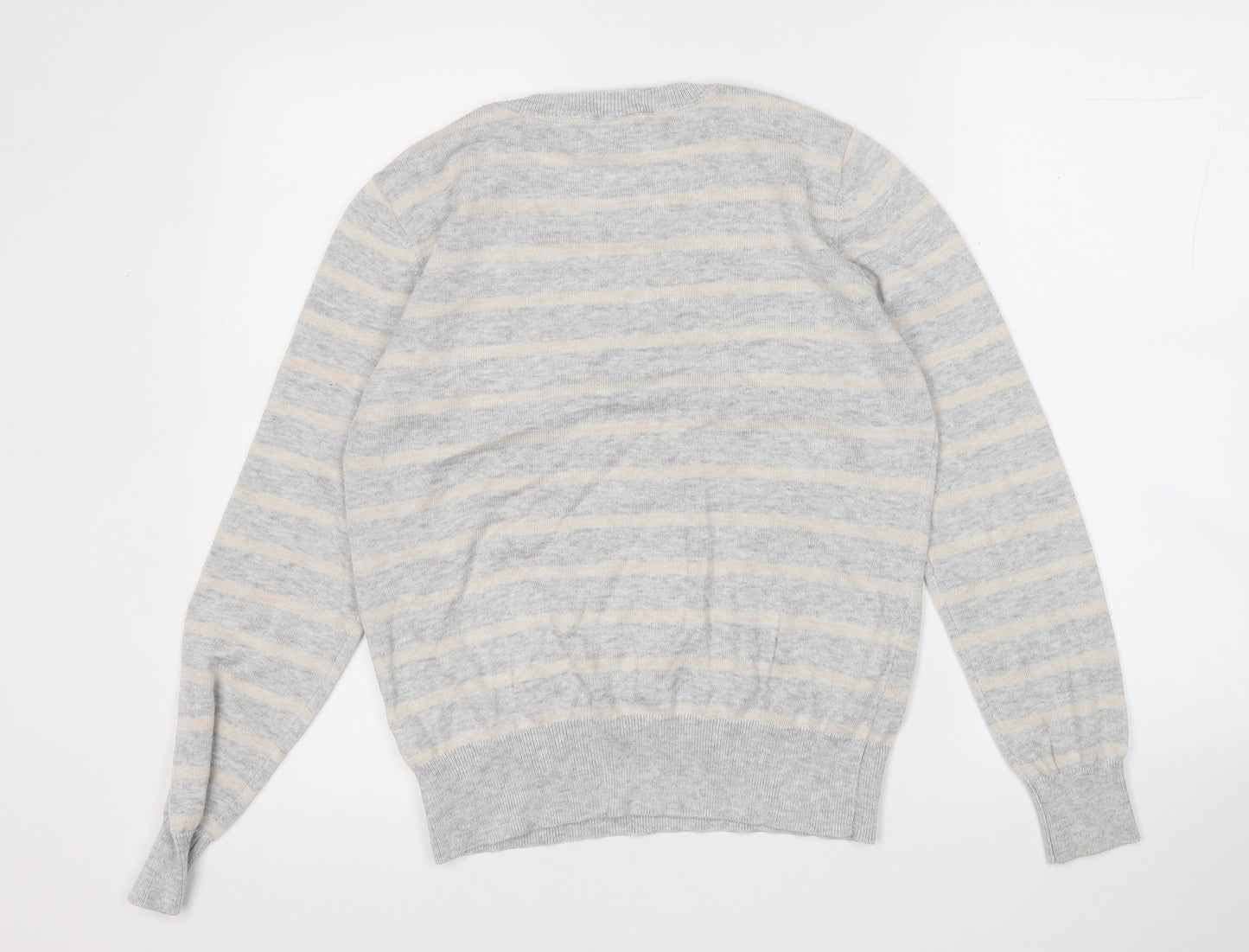 Red Herring Womens Grey Round Neck Geometric Polyester Pullover Jumper Size 12