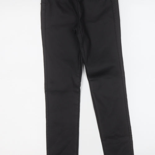 NEXT Womens Black  Polyester Jegging Trousers Size 6 L25 in Regular  - Pleather