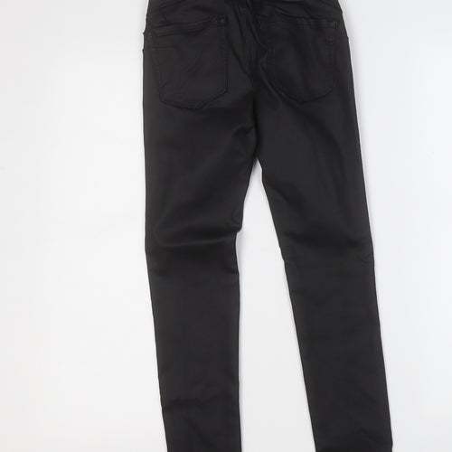 NEXT Womens Black  Polyester Jegging Trousers Size 6 L25 in Regular  - Pleather