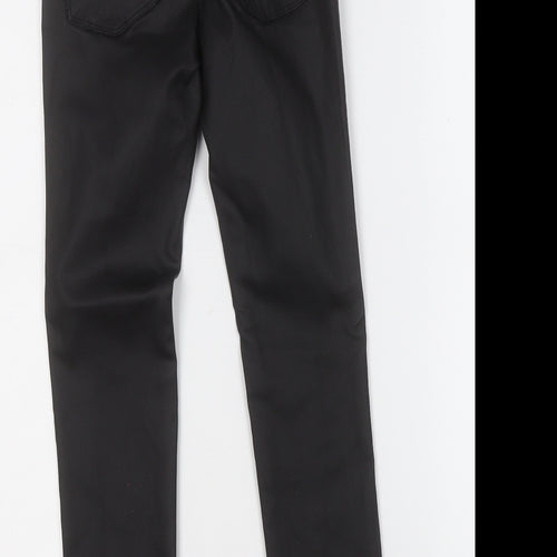 NEXT Womens Black  Polyester Jegging Trousers Size 6 L25 in Regular  - Pleather
