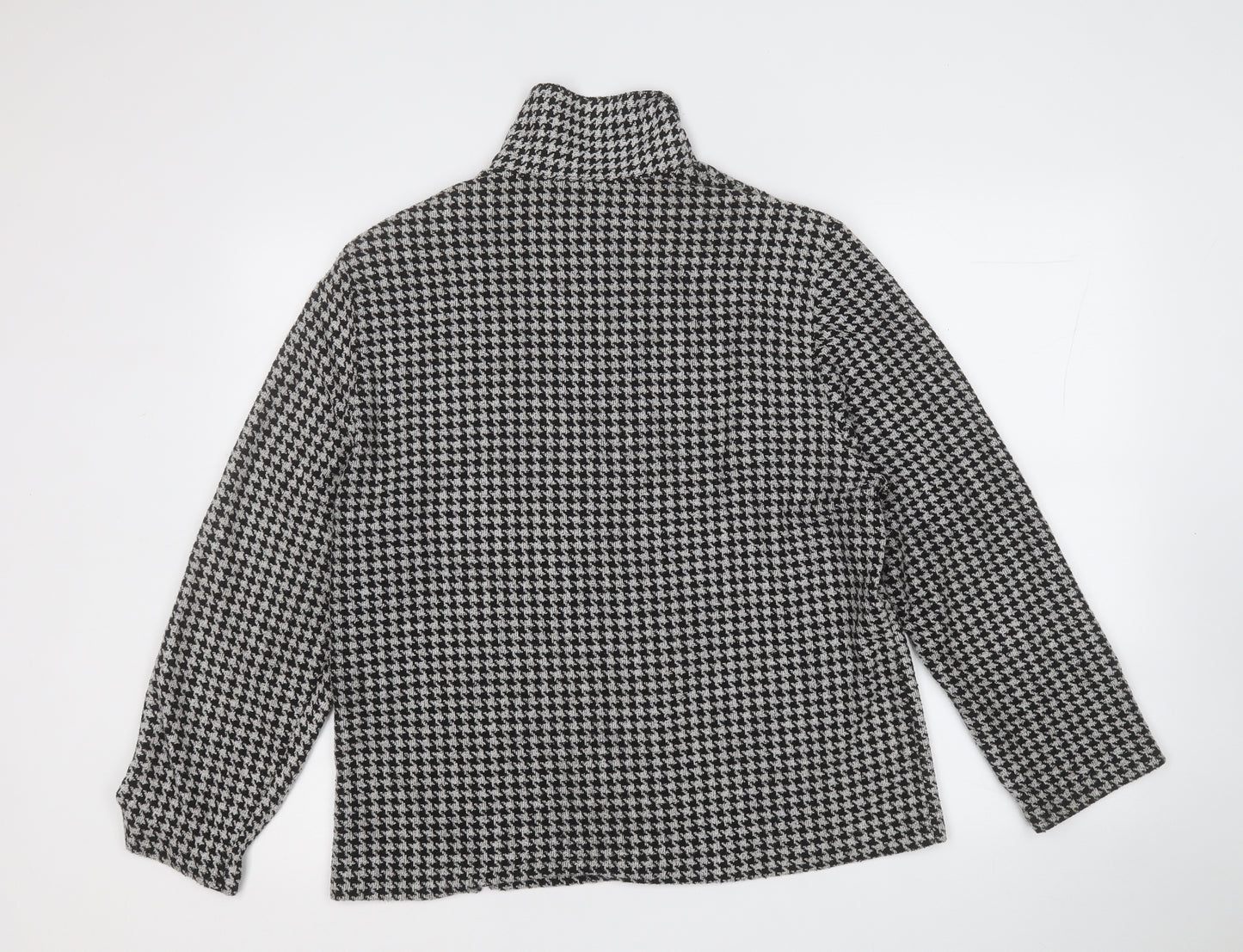 Bianco Womens White Collared Plaid Viscose Full Zip Jumper Size 14