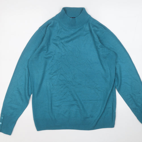 BHS Womens Blue Round Neck  Acrylic Pullover Jumper Size 14