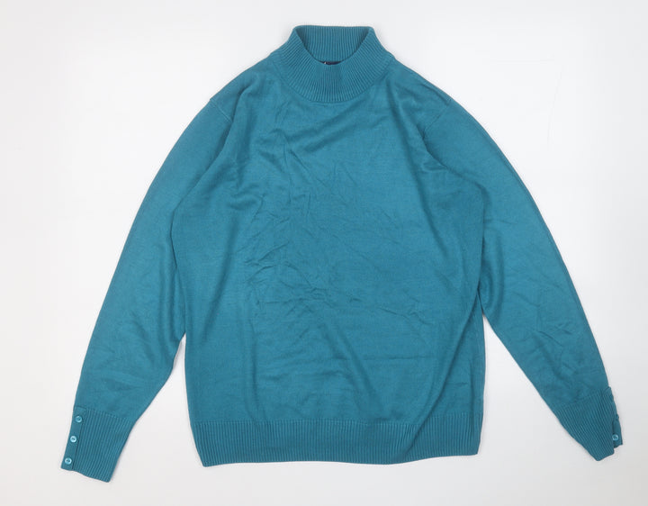 BHS Womens Blue Round Neck Acrylic Pullover Jumper Size 14