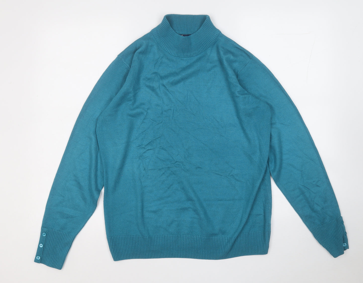 BHS Womens Blue Round Neck  Acrylic Pullover Jumper Size 14