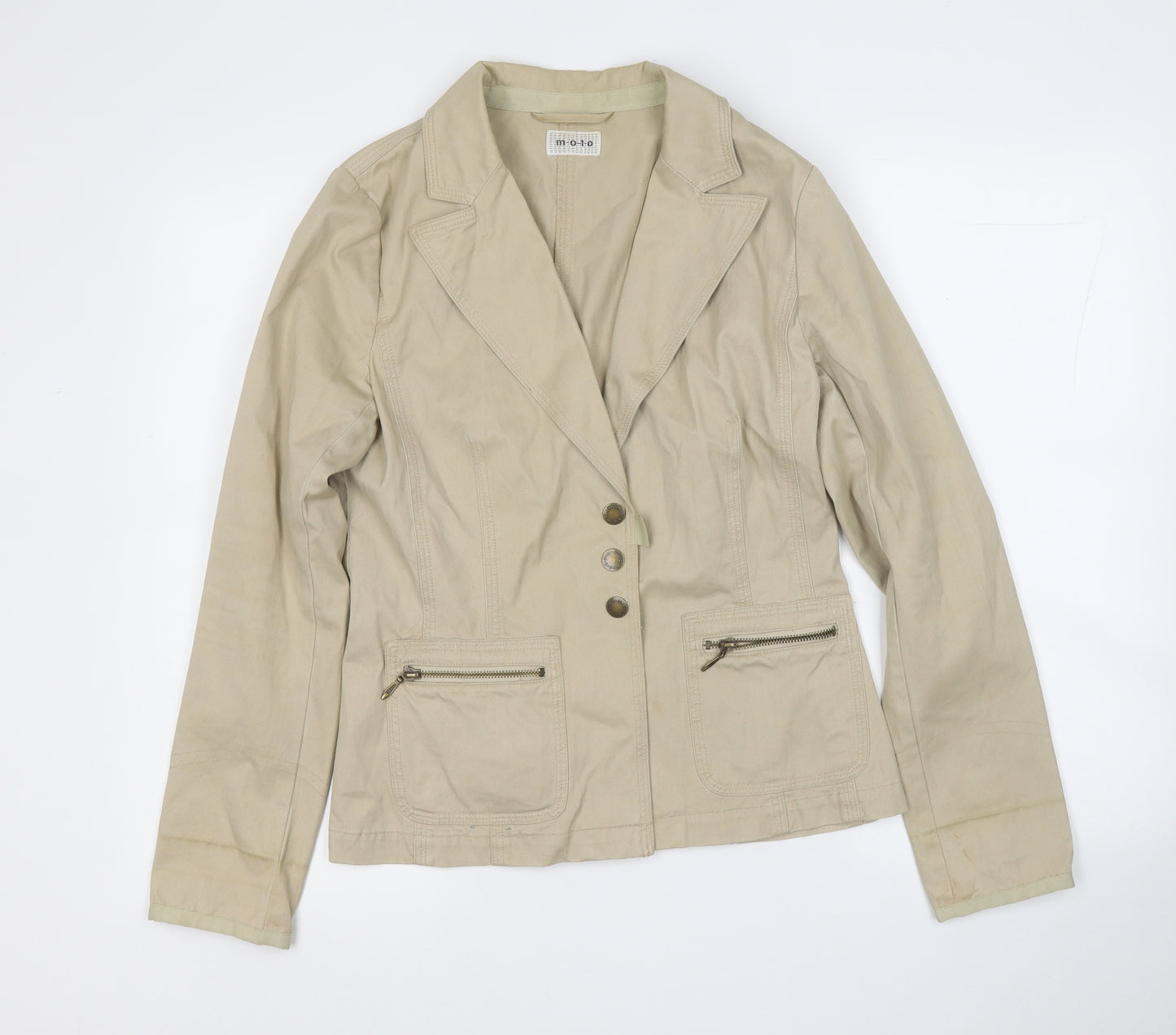 Moto Womens Beige   Jacket Blazer Size 12