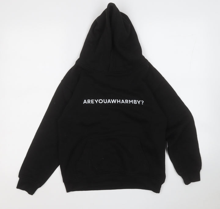 Uneek Boys Black Polyester Pullover Hoodie Size 9-10 Years