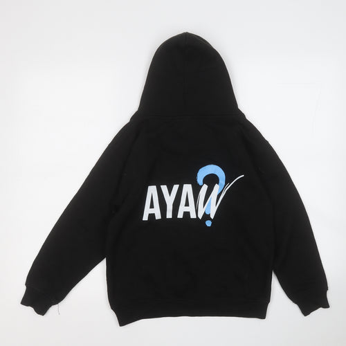 Uneek Boys Black  Polyester Pullover Hoodie Size 9-10 Years
