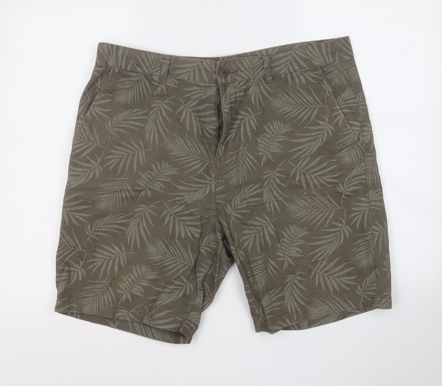 George Mens Green Geometric Cotton Cargo Shorts Size 38  Regular