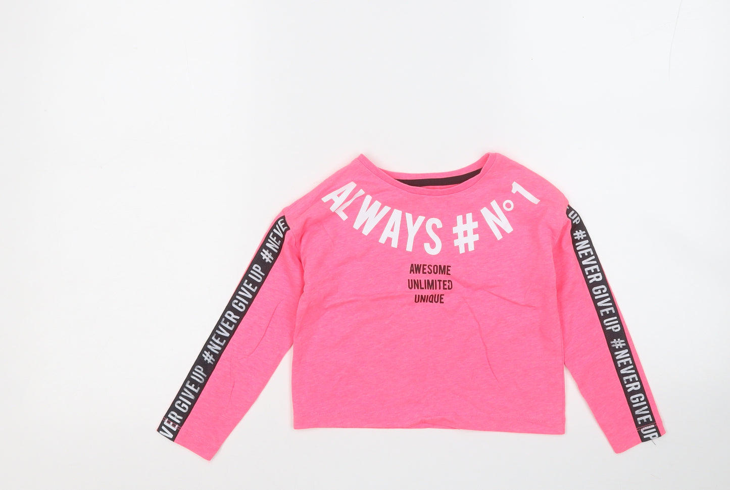 Dunnes Stores Girls Pink  Polyester Basic T-Shirt Size 4-5 Years Round Neck
