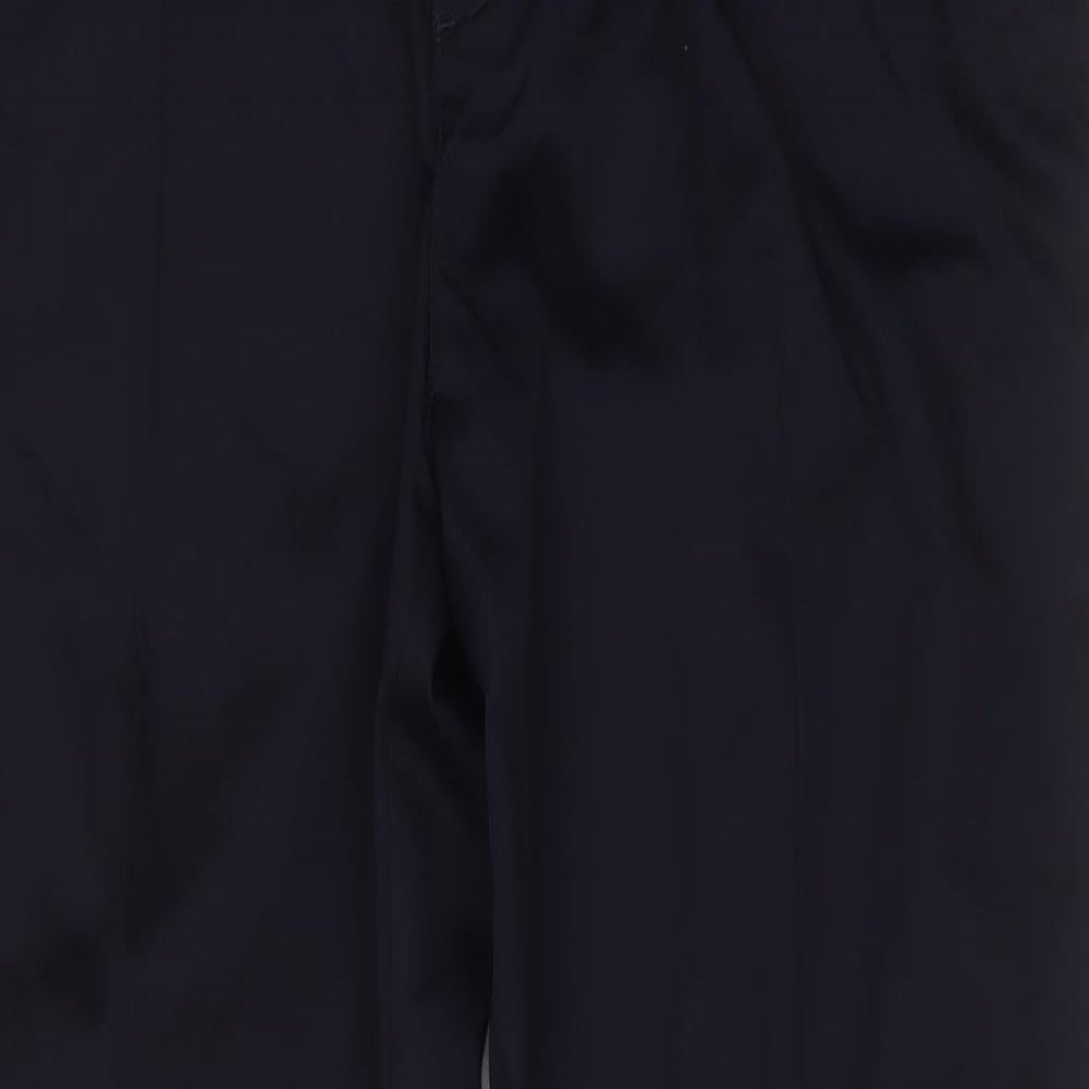 Henbury Mens Blue  Polyester Chino Trousers Size 38 L29 in Regular