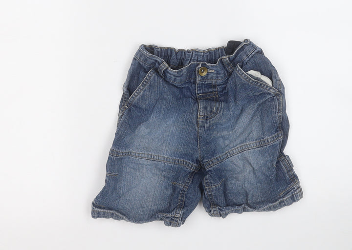 TU Boys Blue Cotton Dungaree Shorts Shorts Size 3-4 Years Regular