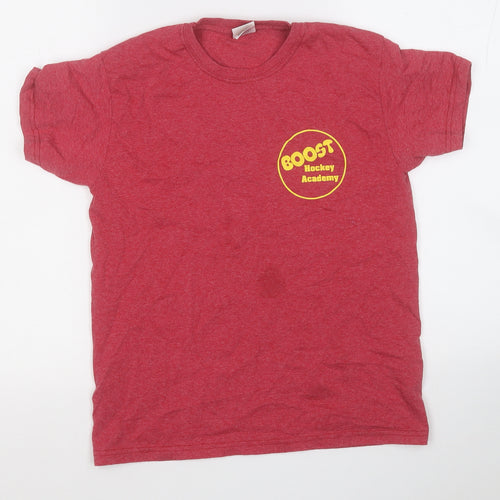 Fruit of the Loom Boys Red  Cotton Basic T-Shirt Size 9-10 Years Round Neck
