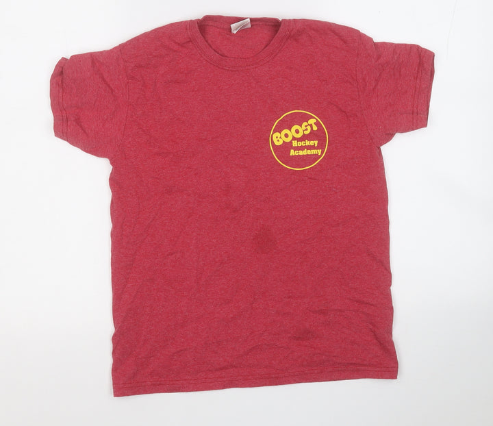 Fruit of the Loom Boys Red  Cotton Basic T-Shirt Size 9-10 Years Round Neck
