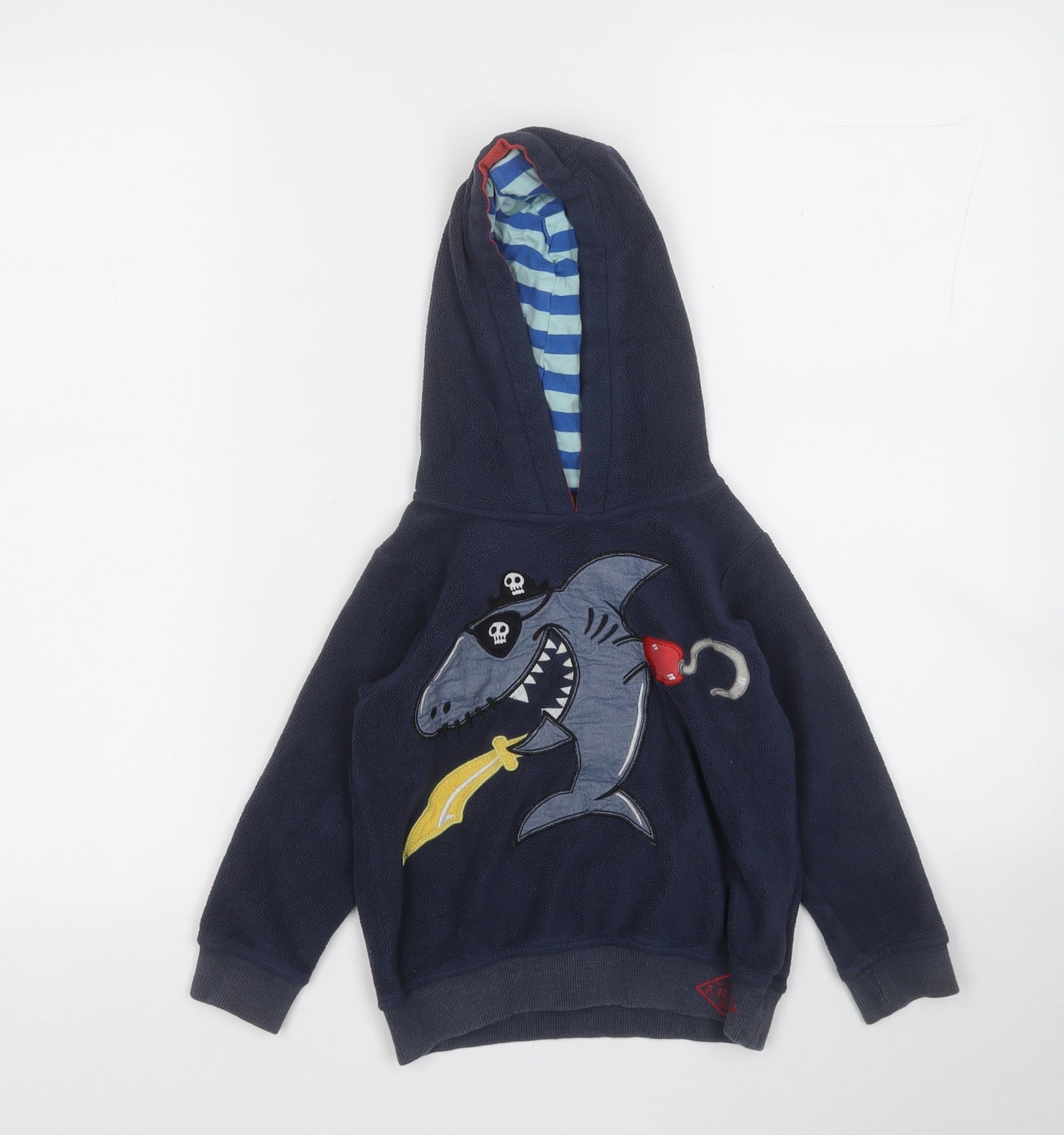 Marks and Spencer Boys Blue  Cotton Pullover Hoodie Size 4 Years   - Shark
