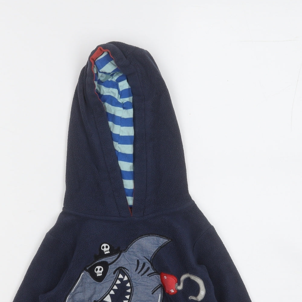 Marks and Spencer Boys Blue  Cotton Pullover Hoodie Size 4 Years   - Shark
