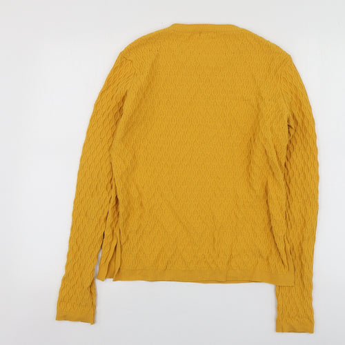 Bershka Womens Yellow Round Neck  Polyamide Pullover Jumper Size M