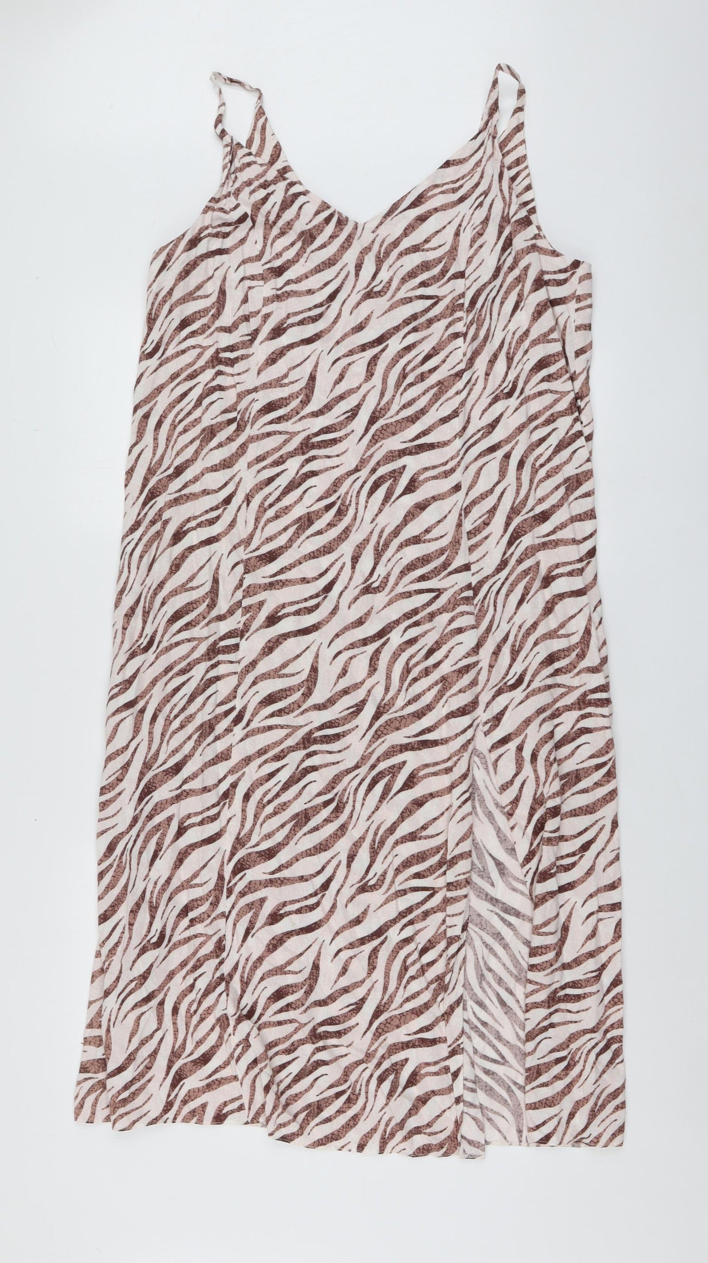 Primark Womens Pink Animal Print Polyester A-Line  Size 14  V-Neck