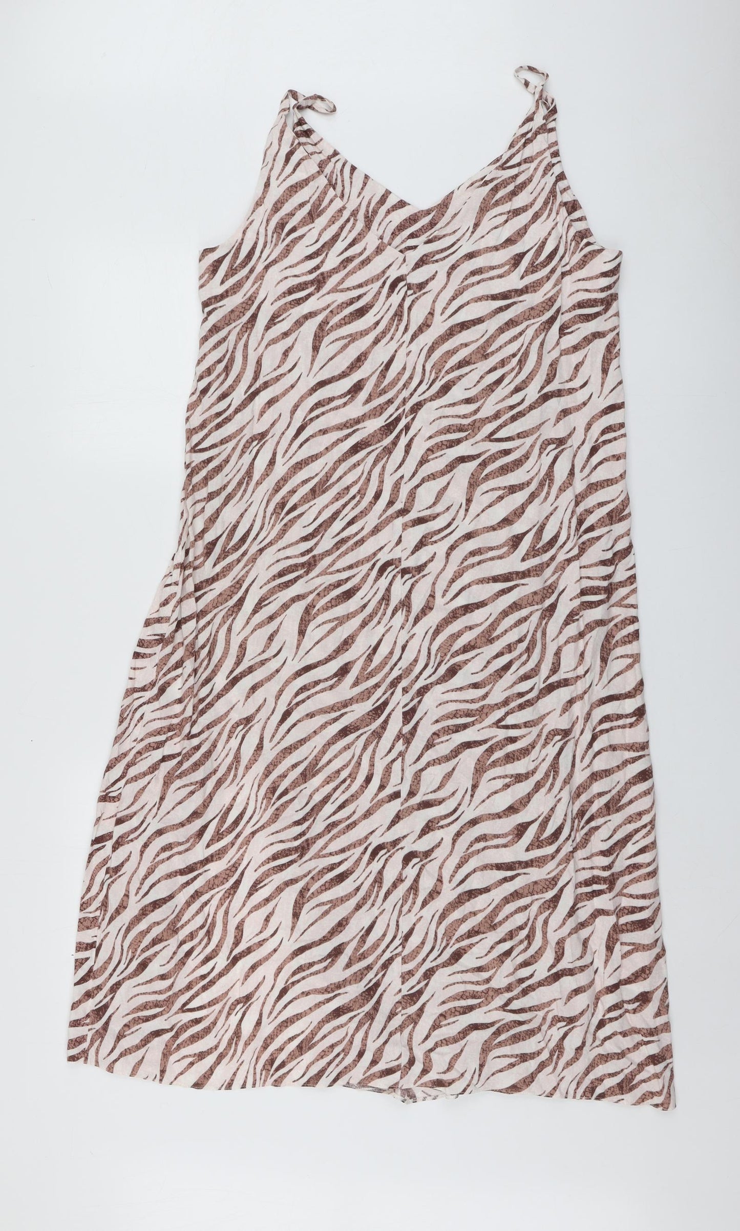 Primark Womens Pink Animal Print Polyester A-Line  Size 14  V-Neck