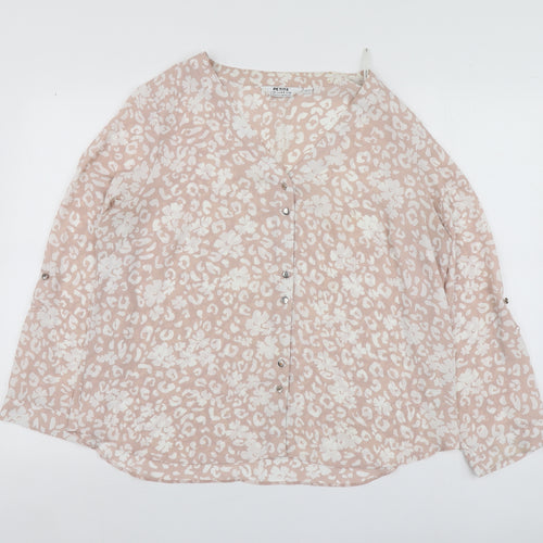 Dorothy Perkins Womens Pink Animal Print Polyester Basic Blouse Size 12 Round Neck