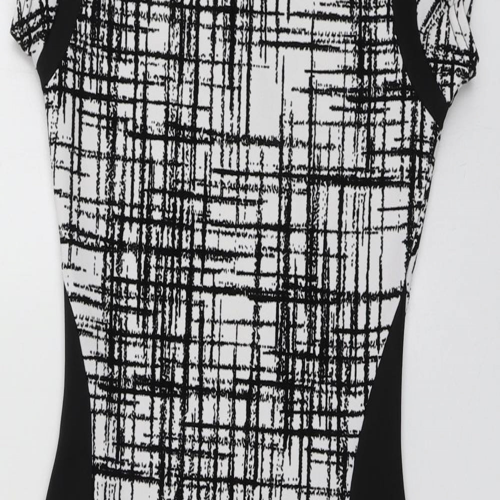 Quiz Womens Black Geometric Polyester A-Line  Size 8  Round Neck