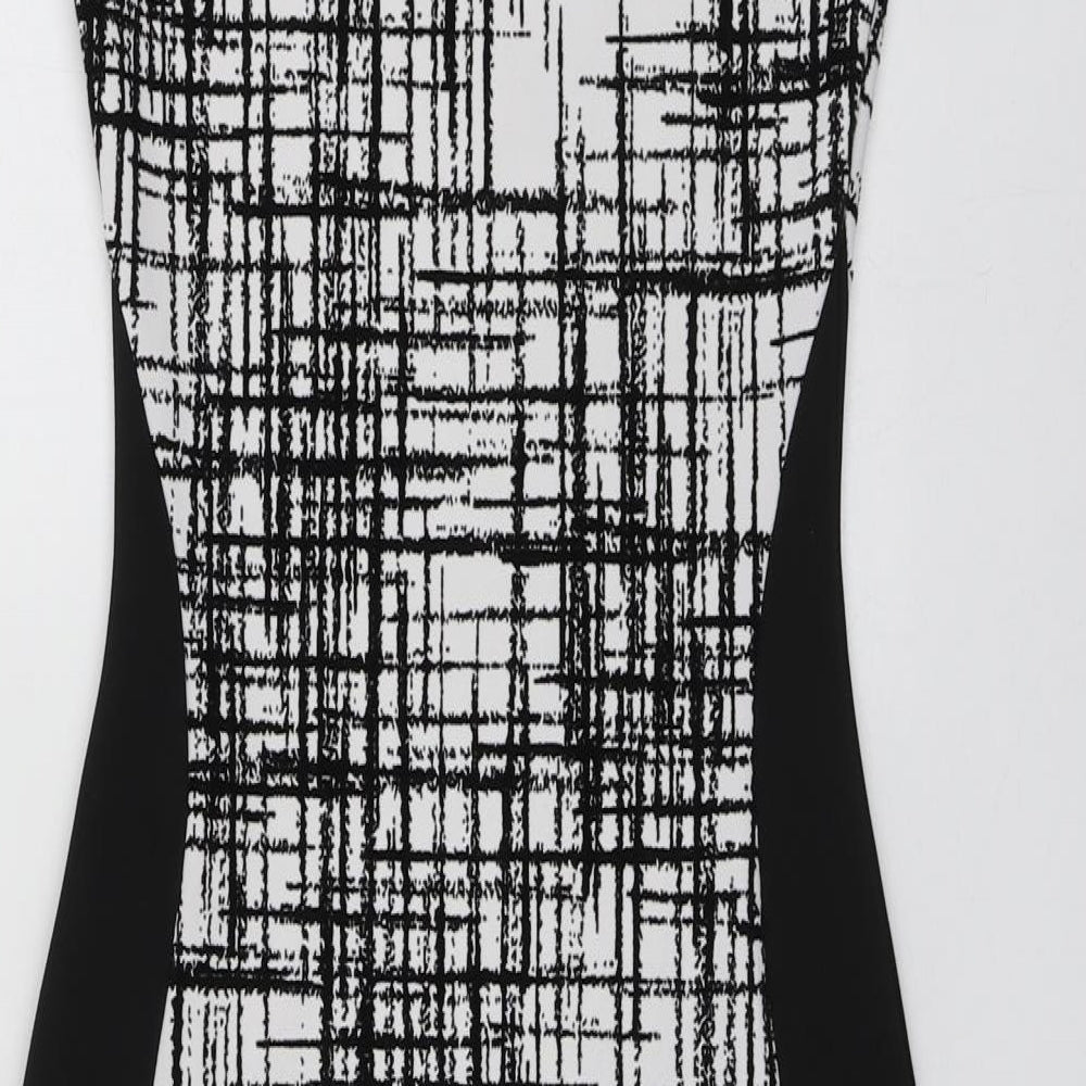 Quiz Womens Black Geometric Polyester A-Line  Size 8  Round Neck