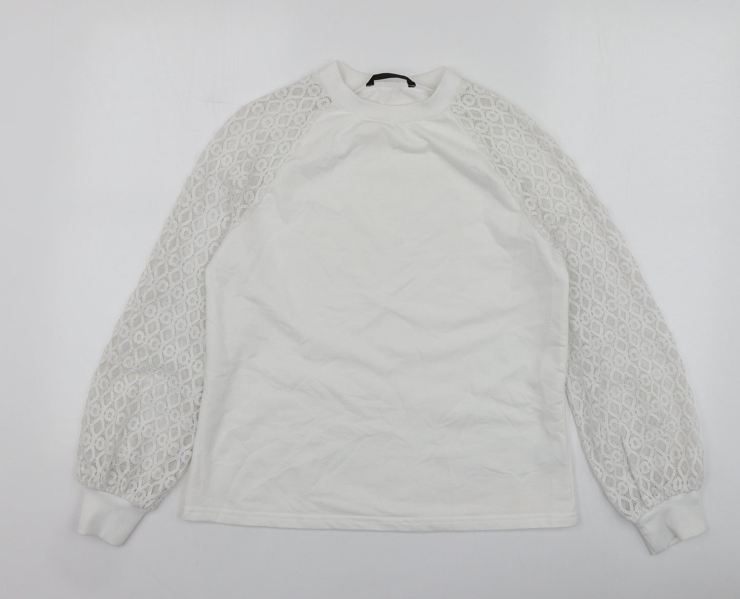 SheIn Womens White  Polyester Pullover Sweatshirt Size S
