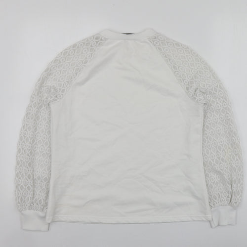 SheIn Womens White  Polyester Pullover Sweatshirt Size S