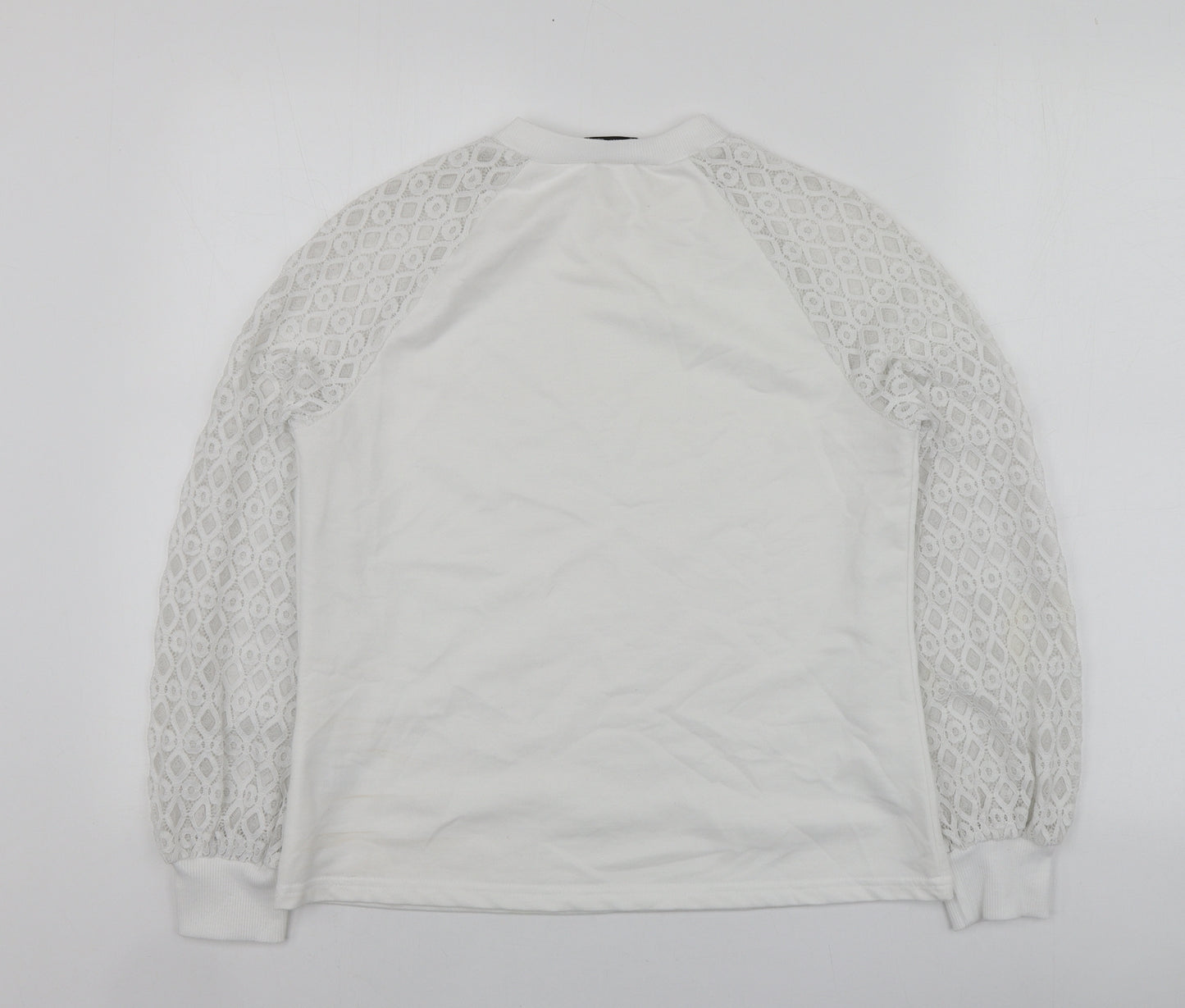 SheIn Womens White  Polyester Pullover Sweatshirt Size S