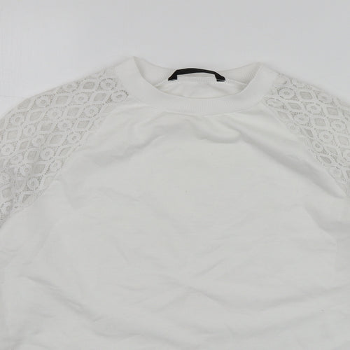 SheIn Womens White  Polyester Pullover Sweatshirt Size S