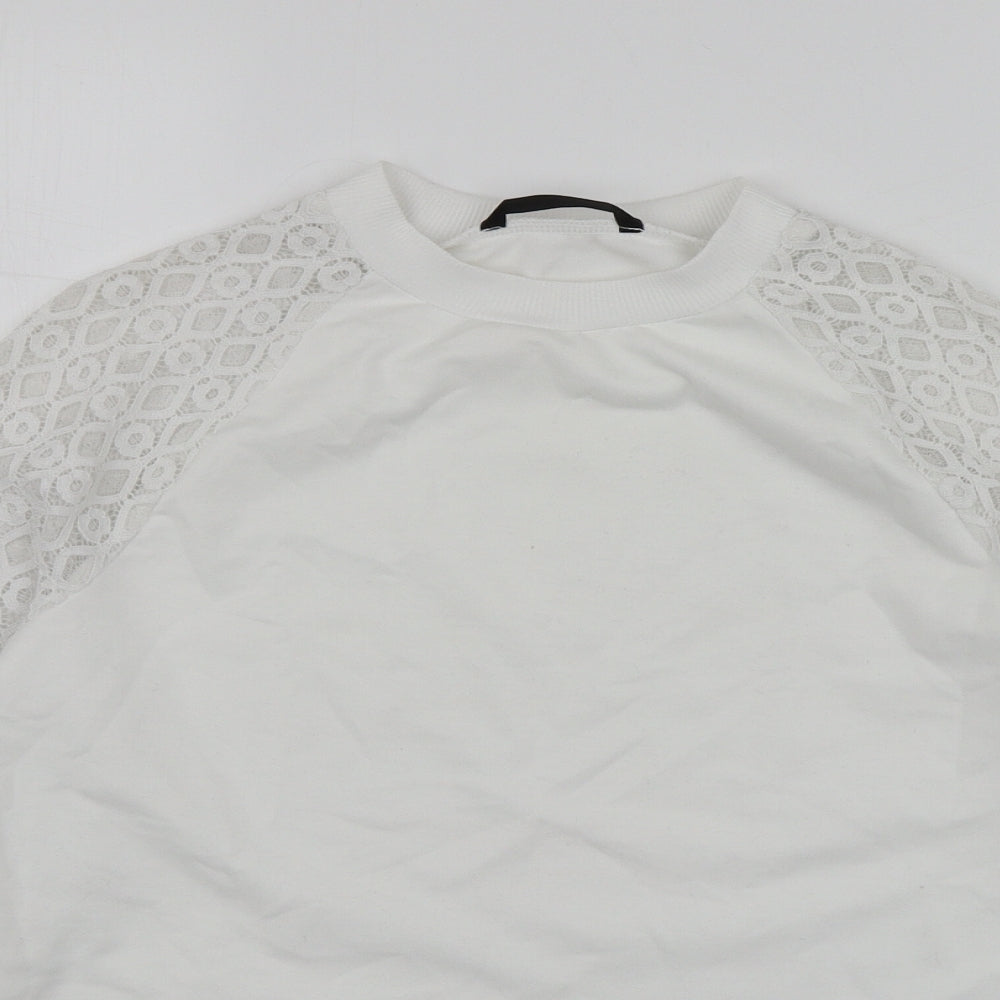 SheIn Womens White  Polyester Pullover Sweatshirt Size S