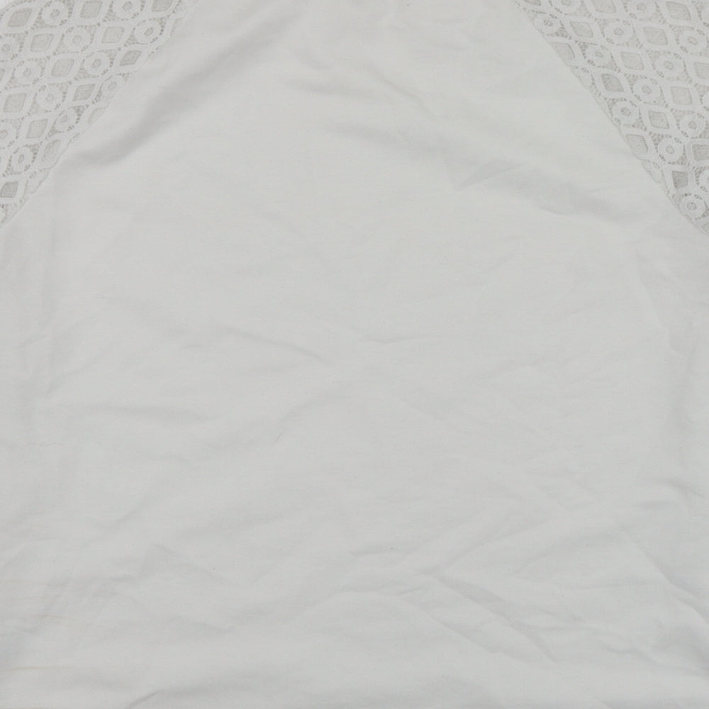 SheIn Womens White  Polyester Pullover Sweatshirt Size S