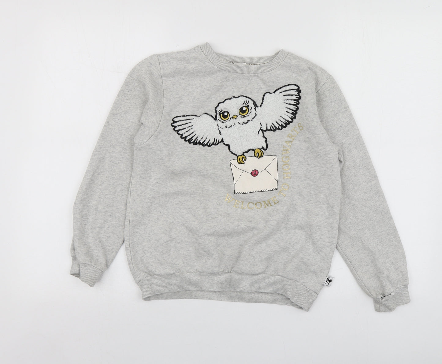 H&M Girls Grey Geometric Cotton Pullover Sweatshirt Size 8-9 Years   - Harry Potter
