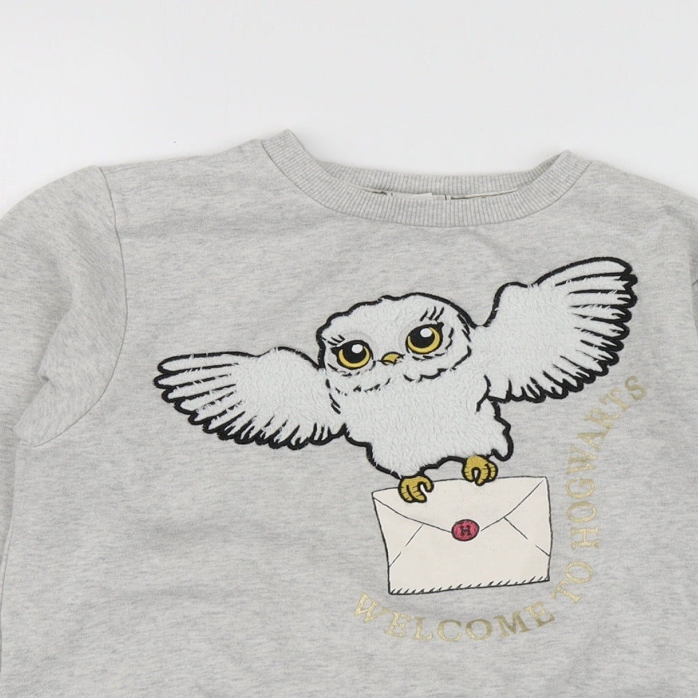 H&M Girls Grey Geometric Cotton Pullover Sweatshirt Size 8-9 Years   - Harry Potter