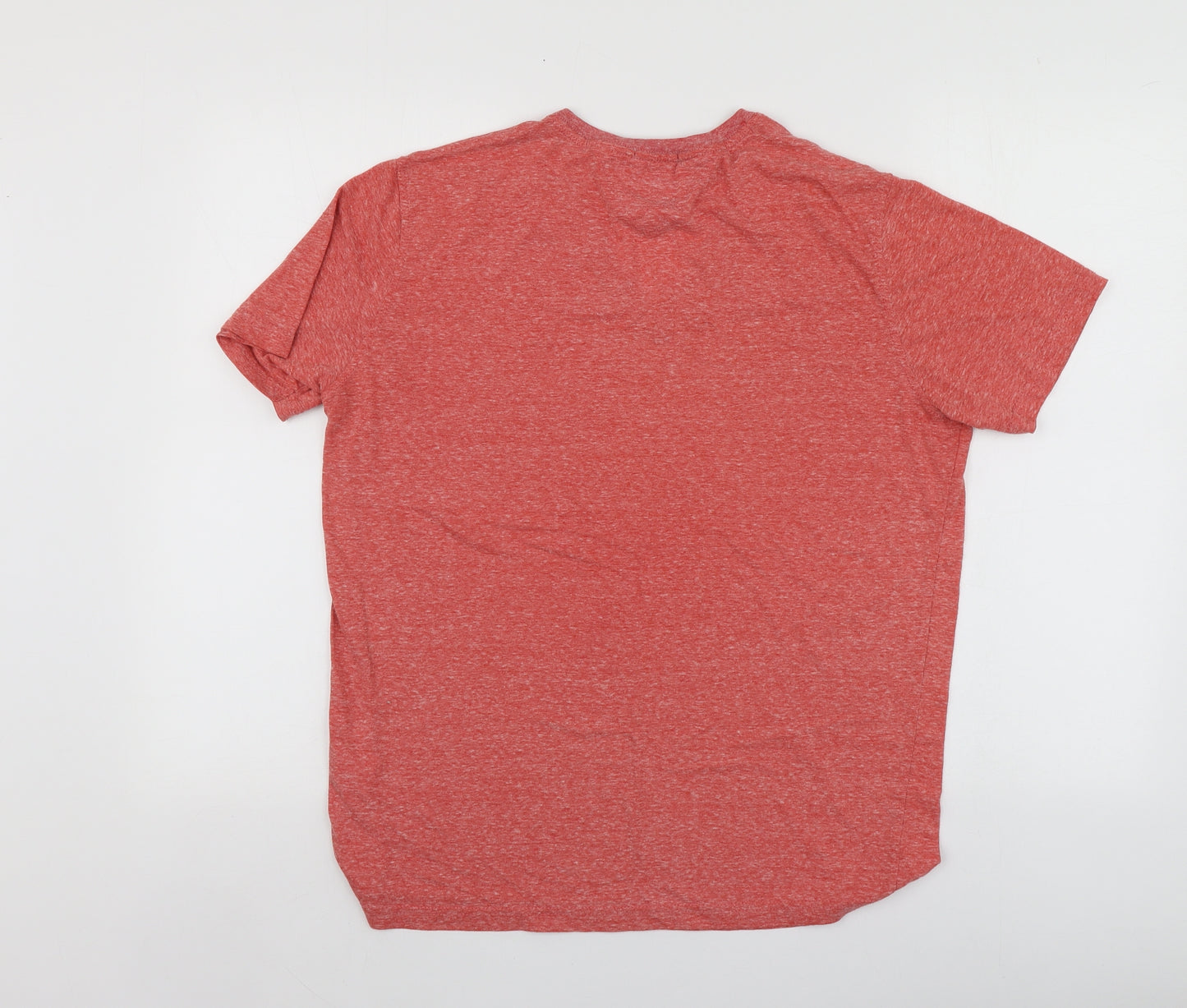 Tommy Hilfiger Womens Orange  Polyester Basic T-Shirt Size L V-Neck