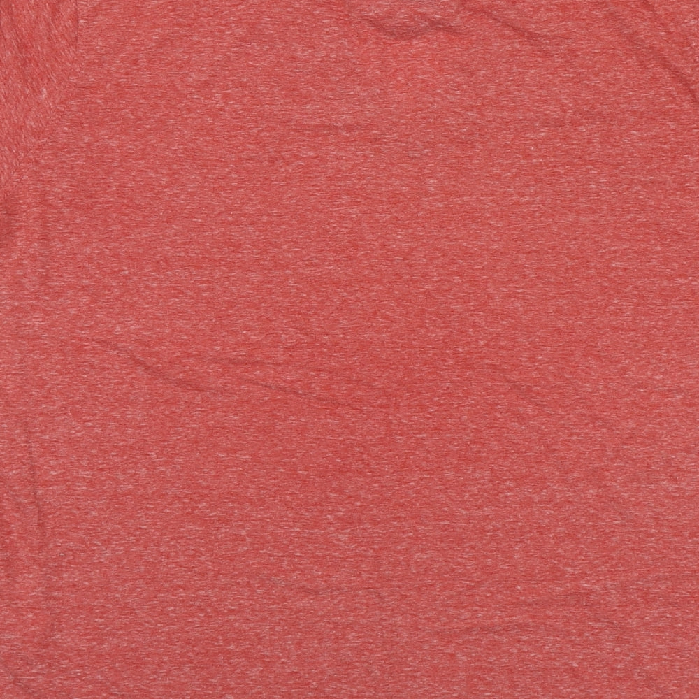 Tommy Hilfiger Womens Orange  Polyester Basic T-Shirt Size L V-Neck