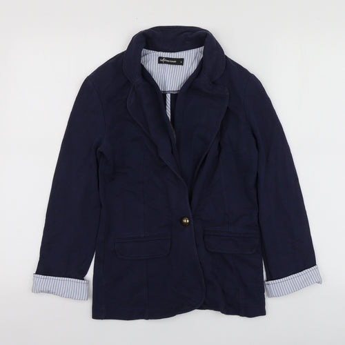 Internacionale Womens Blue  Cotton Jacket Blazer Size 6