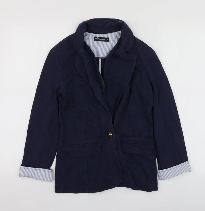Internacionale Womens Blue  Cotton Jacket Blazer Size 6