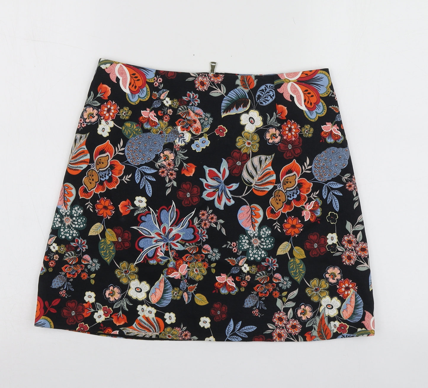 River Island Womens Black Floral Cotton Mini Skirt Size 8