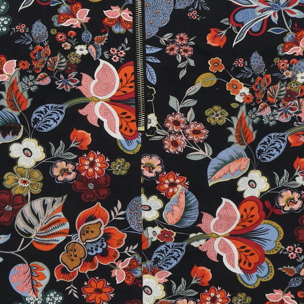 River Island Womens Black Floral Cotton Mini Skirt Size 8
