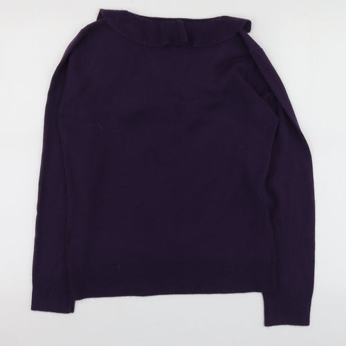 M&Co Womens Purple V-Neck  Acrylic Pullover Jumper Size M