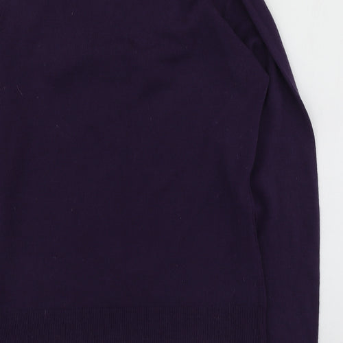 M&Co Womens Purple V-Neck  Acrylic Pullover Jumper Size M
