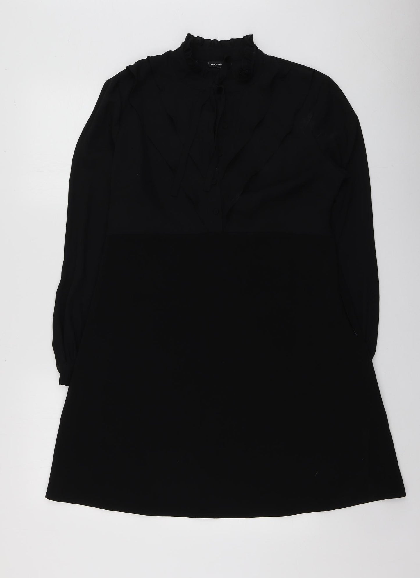 Warehouse Womens Black  Polyester Shirt Dress  Size 14  Collared