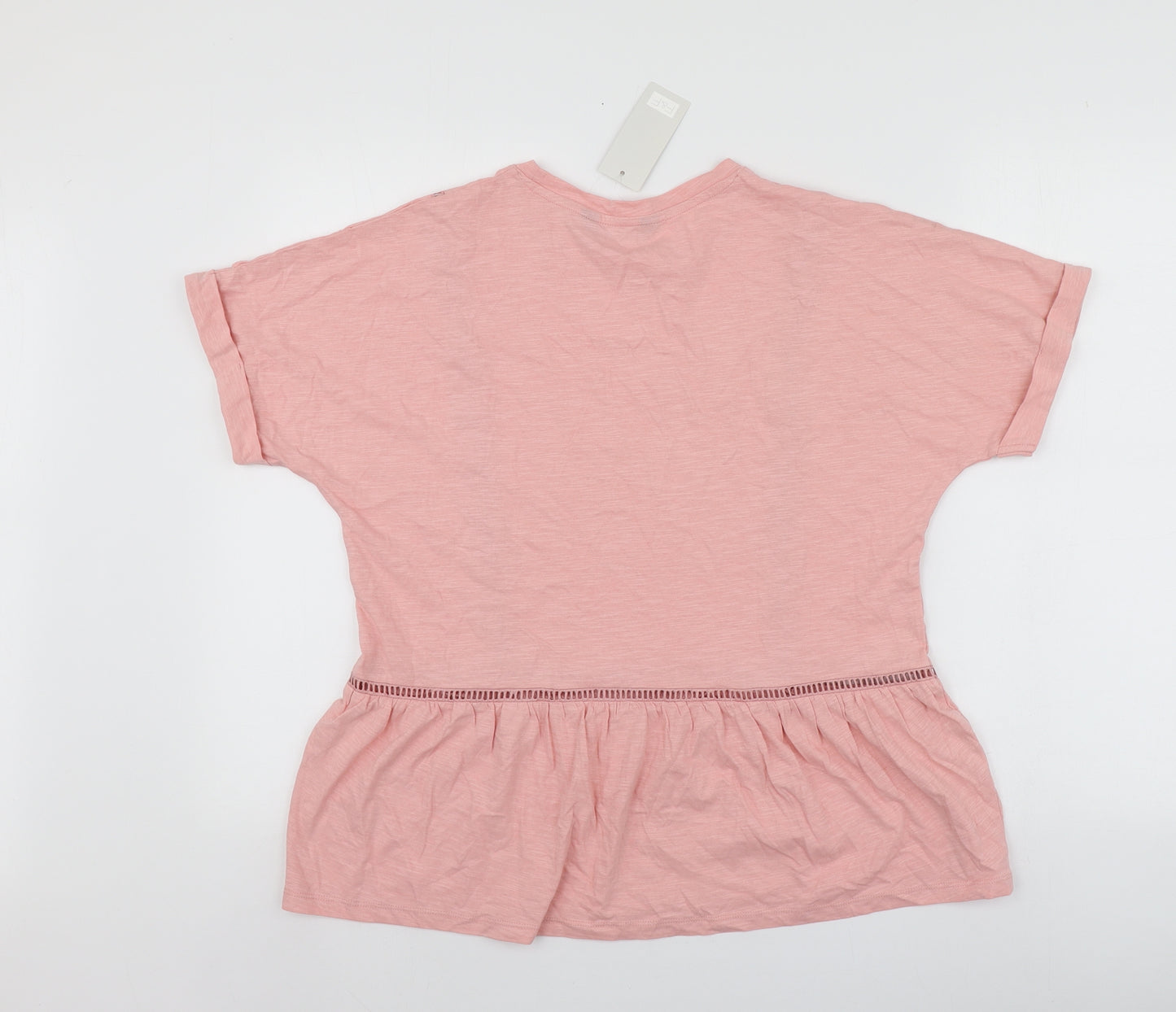 F&F Womens Pink  Cotton Basic T-Shirt Size 14 Round Neck