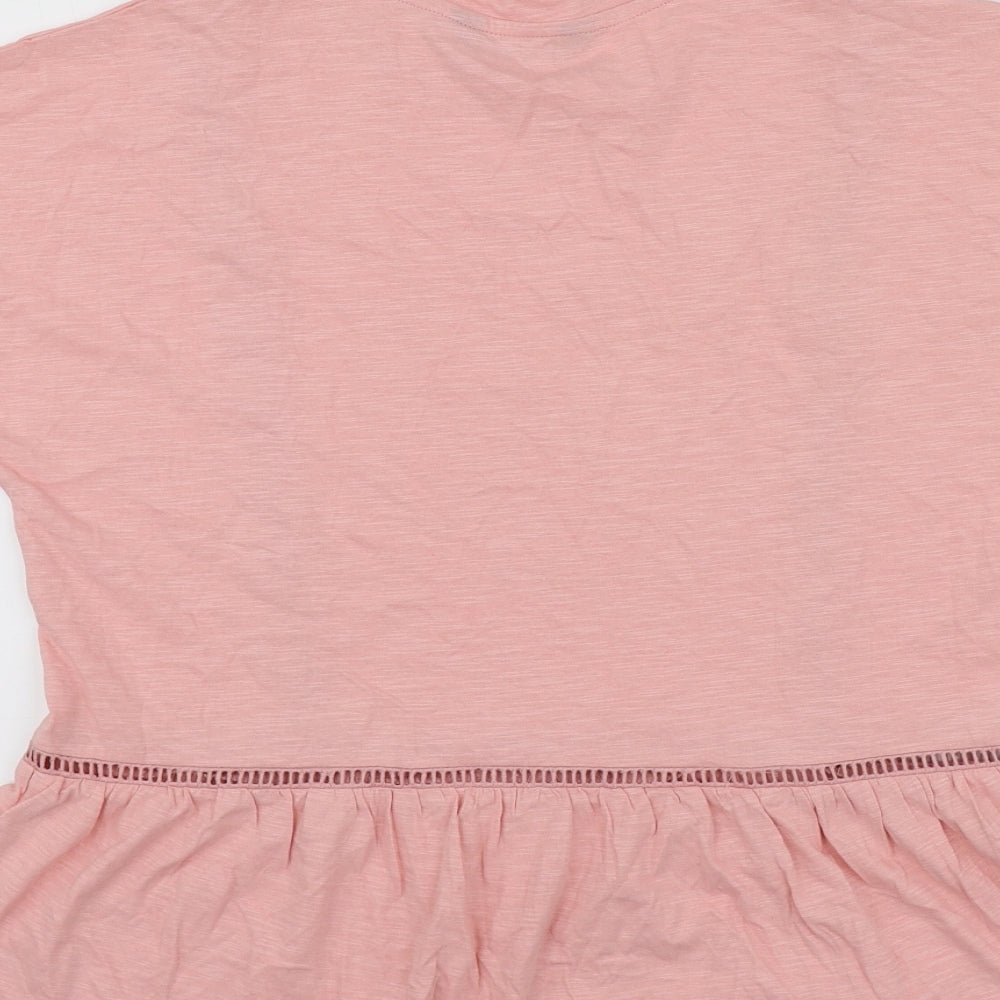 F&F Womens Pink  Cotton Basic T-Shirt Size 14 Round Neck