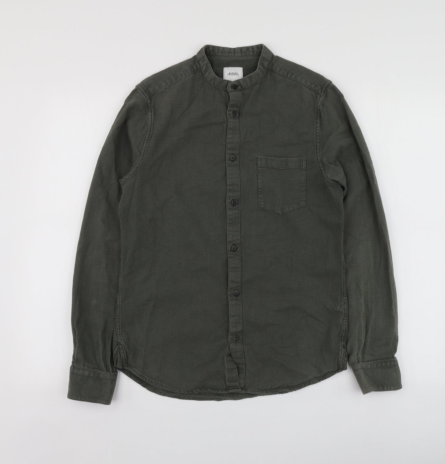 Burton Menswear Mens Green  Cotton  Button-Up Size S Collared