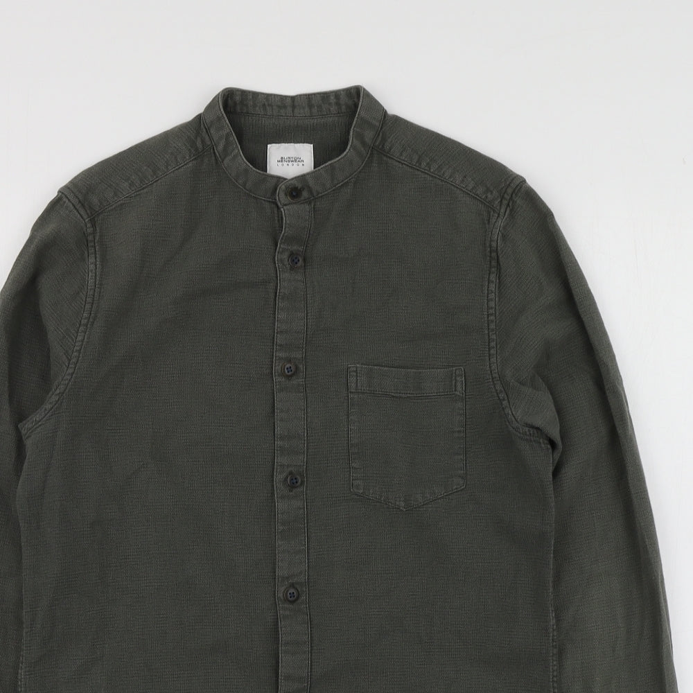 Burton Menswear Mens Green  Cotton  Button-Up Size S Collared