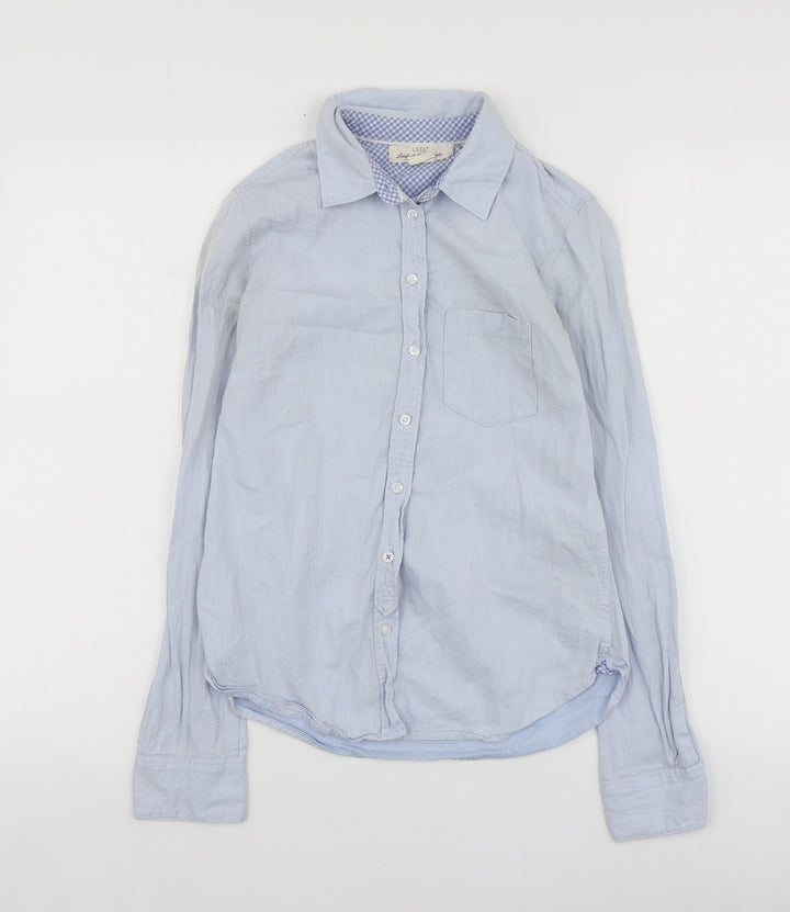 H&M Womens Blue  Cotton Basic Button-Up Size 32 Collared