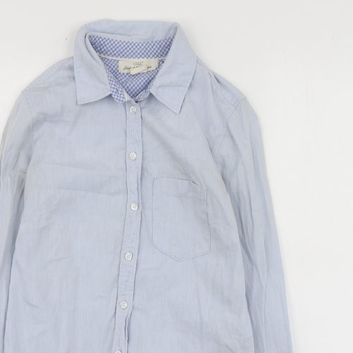 H&M Womens Blue  Cotton Basic Button-Up Size 32 Collared