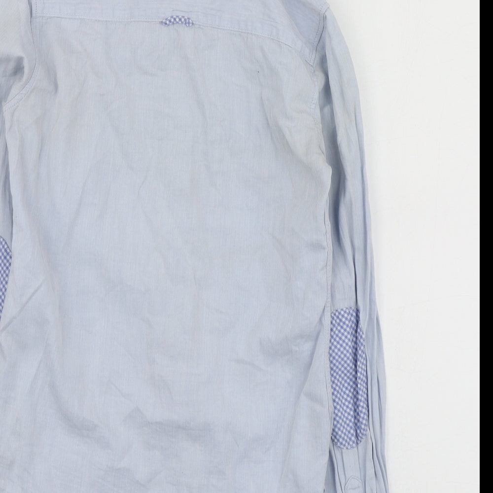H&M Womens Blue  Cotton Basic Button-Up Size 32 Collared